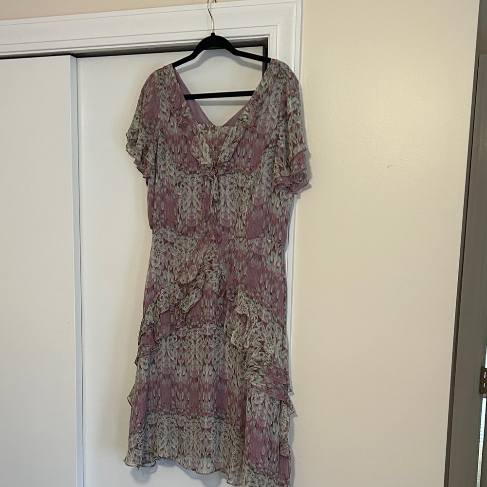 Sundance Lavender and Cream silk lined Midi Dress